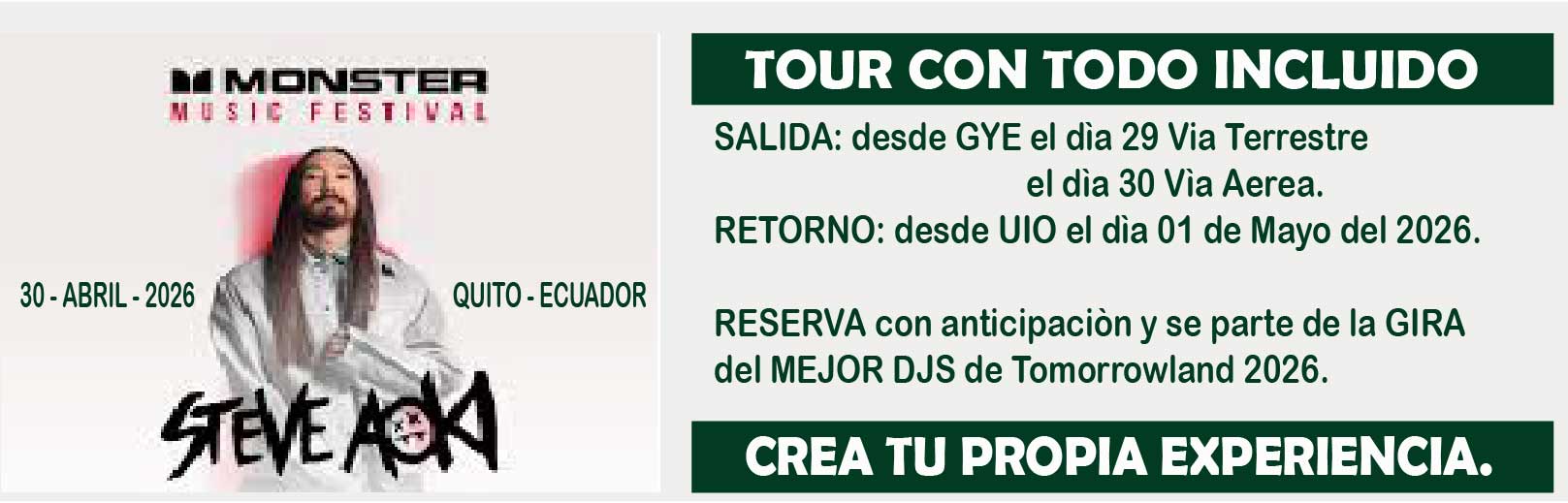Itinerario Tour Steve Aoki DUKERS